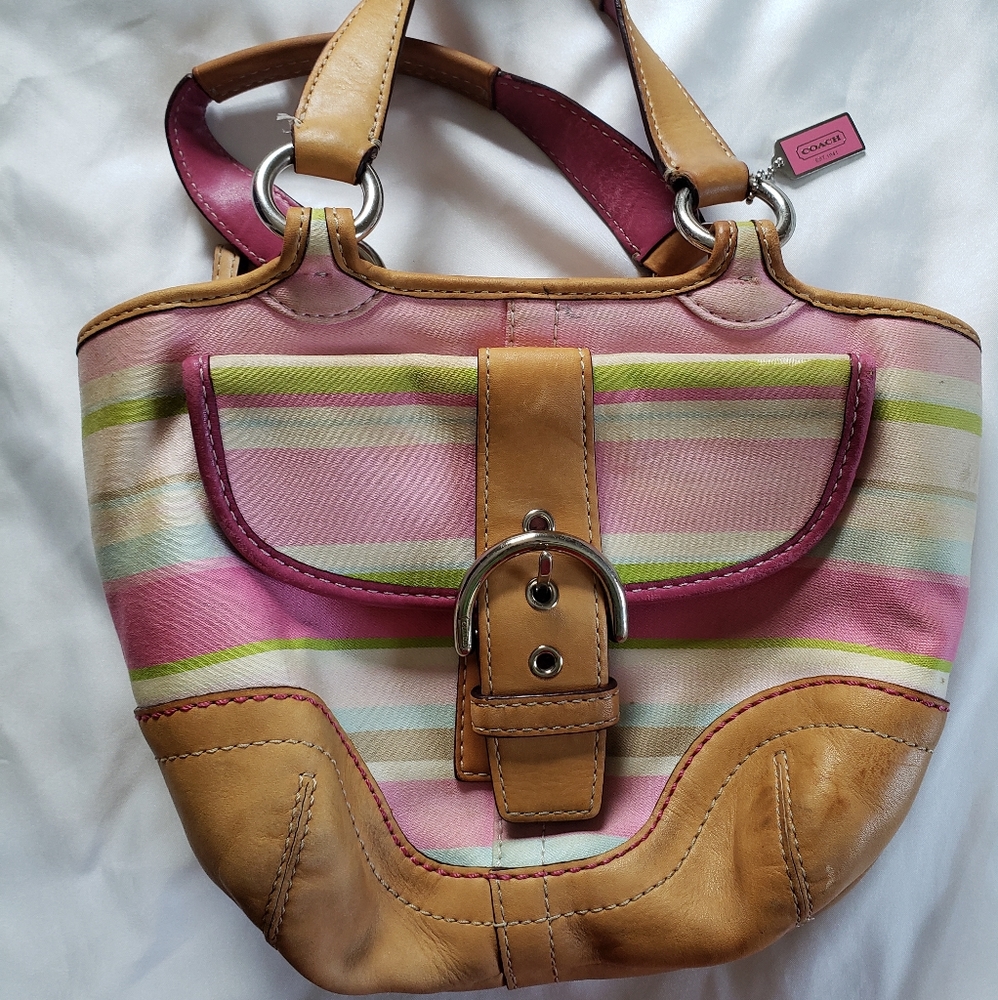 🌺 Striped Coach Bag
